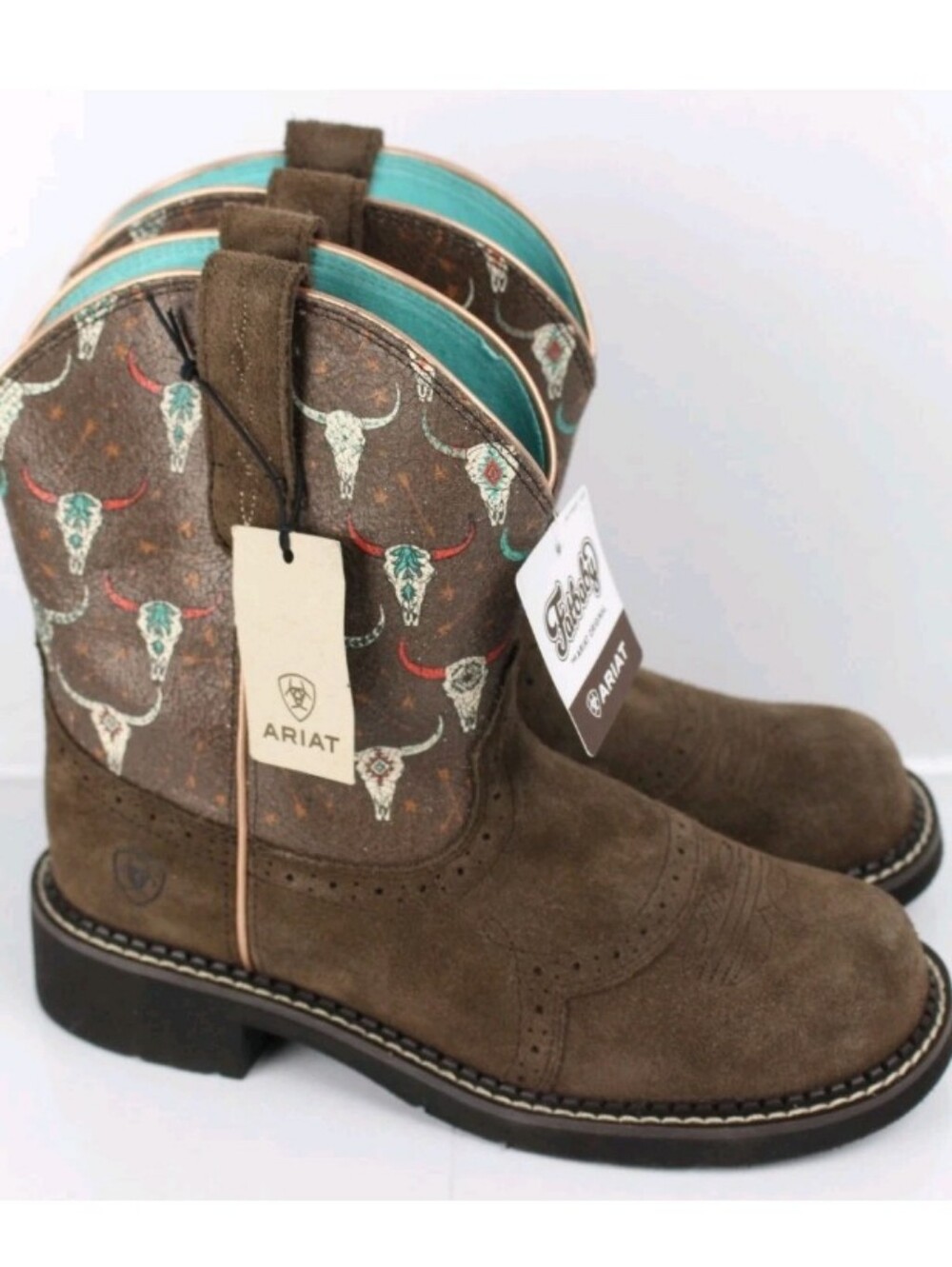 ARIAT Brown Western Heeled Boots Steer Size Youth 5 Women's 6.5 - Picture 3 of 4